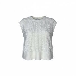 Rachel Zoe Ivory Cable‎ Knit Sweater Vest Medium Sleeveless Chic Layering Piece